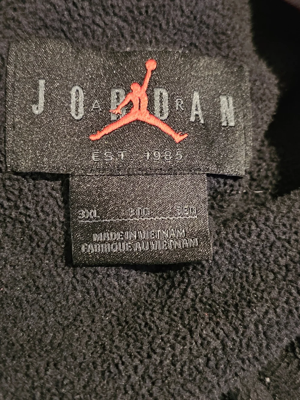 Jordan Half Zip Fleece Pullover Hoodie Men's 3XL Black Mock Neck Logo Pockets